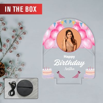 Personalized Acrylic Printed Happy Birthday LED Table Lamp with 7 Color Changing Light Birthday Gift for Girlfriend, Boyfriend, Husband, Wife, Brother, Sister & Friends